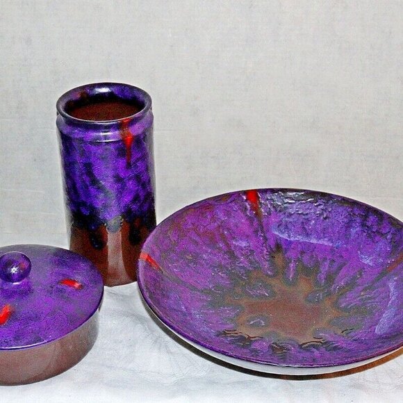 8 piece purple lava glaze Rosenthal Netter Italy Bitossi - Picture 2 of 4